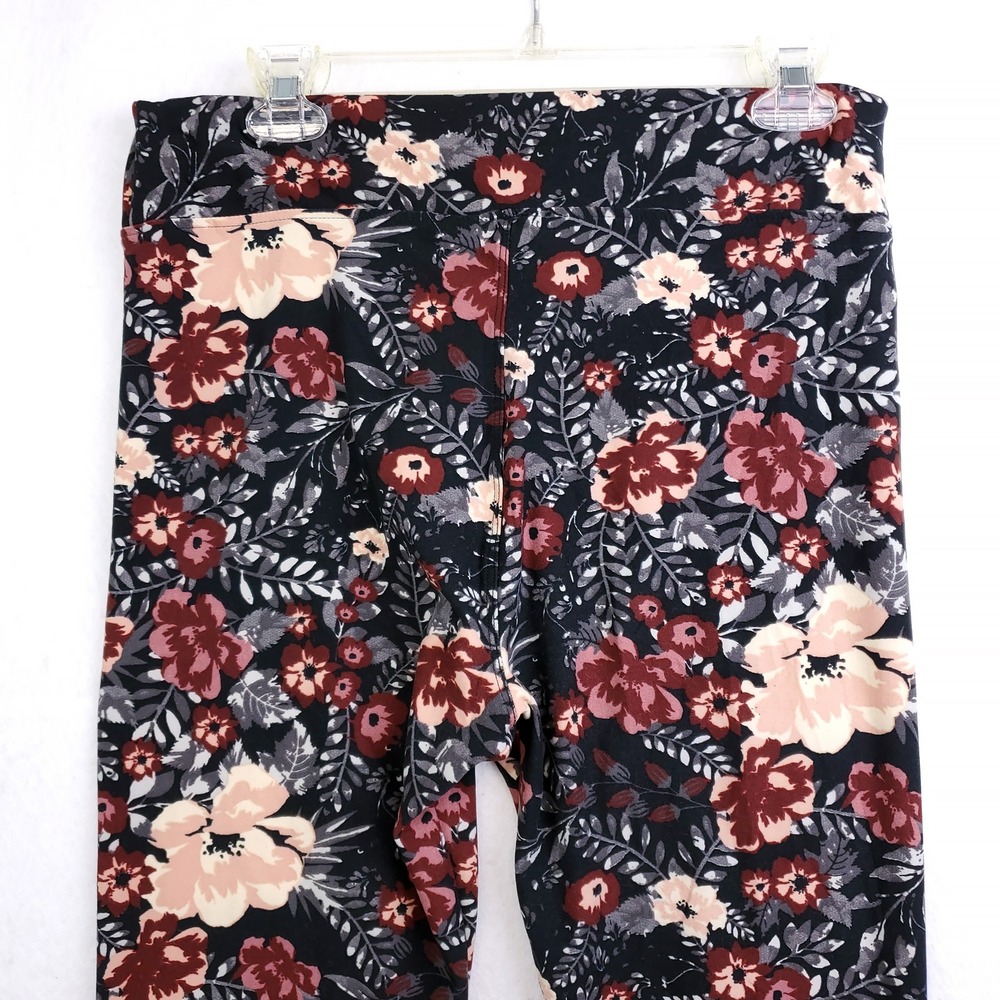Gloria Vanderbilt Leggings Light Flannel Black and Red Floral Print Size Large - Picture 4 of 6
